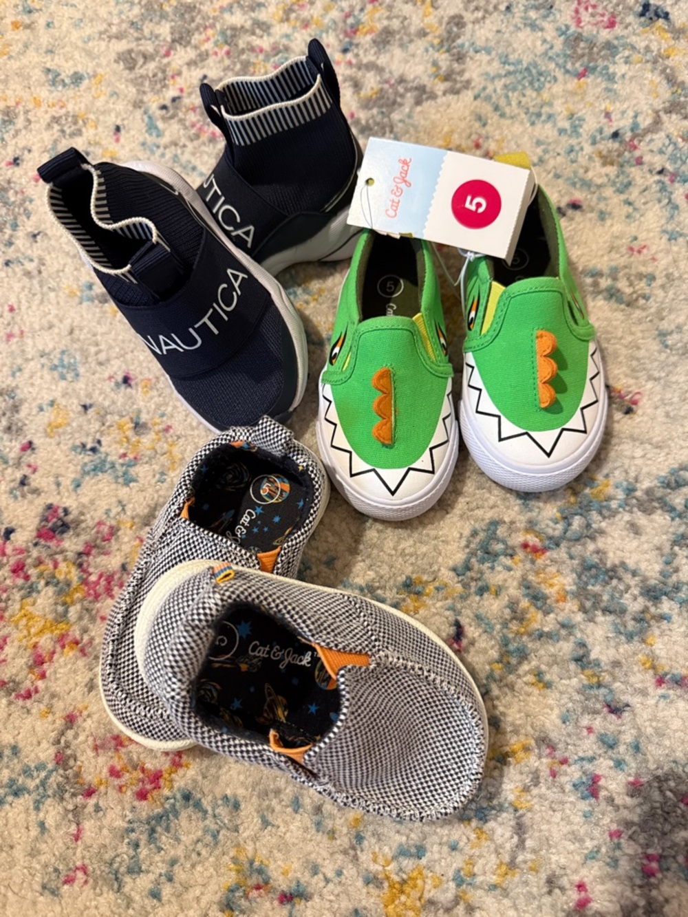 Toddler Size 5 Slip-On Knit Sneakers with White Sole